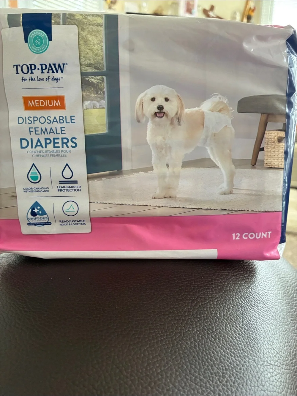 Top Paw Disposable Female Dog Diapers - Pink and White Pack